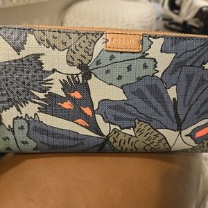 Fossil Women's Floral Clutch - Blue and Orange